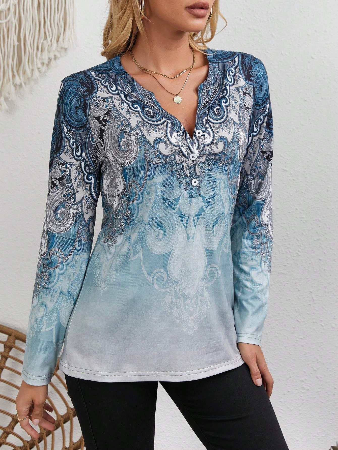 Ethnic Fashion In - Women's Ethnic-Style Top: Vintage Print, Long