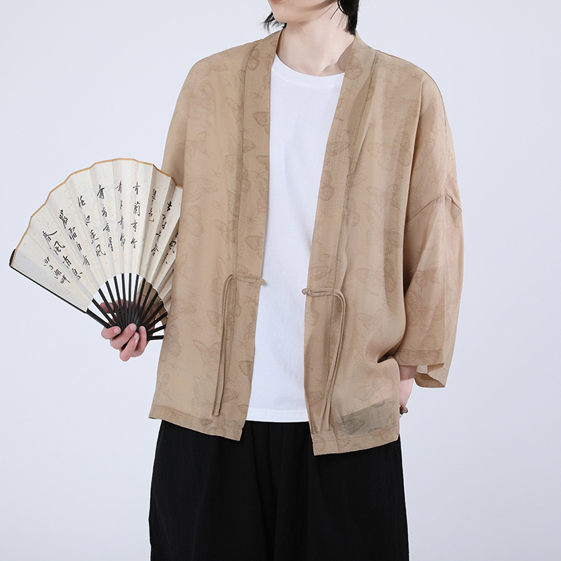 Haori Japanese Jacket - Male Japanese Kimono Plus Size 5XL