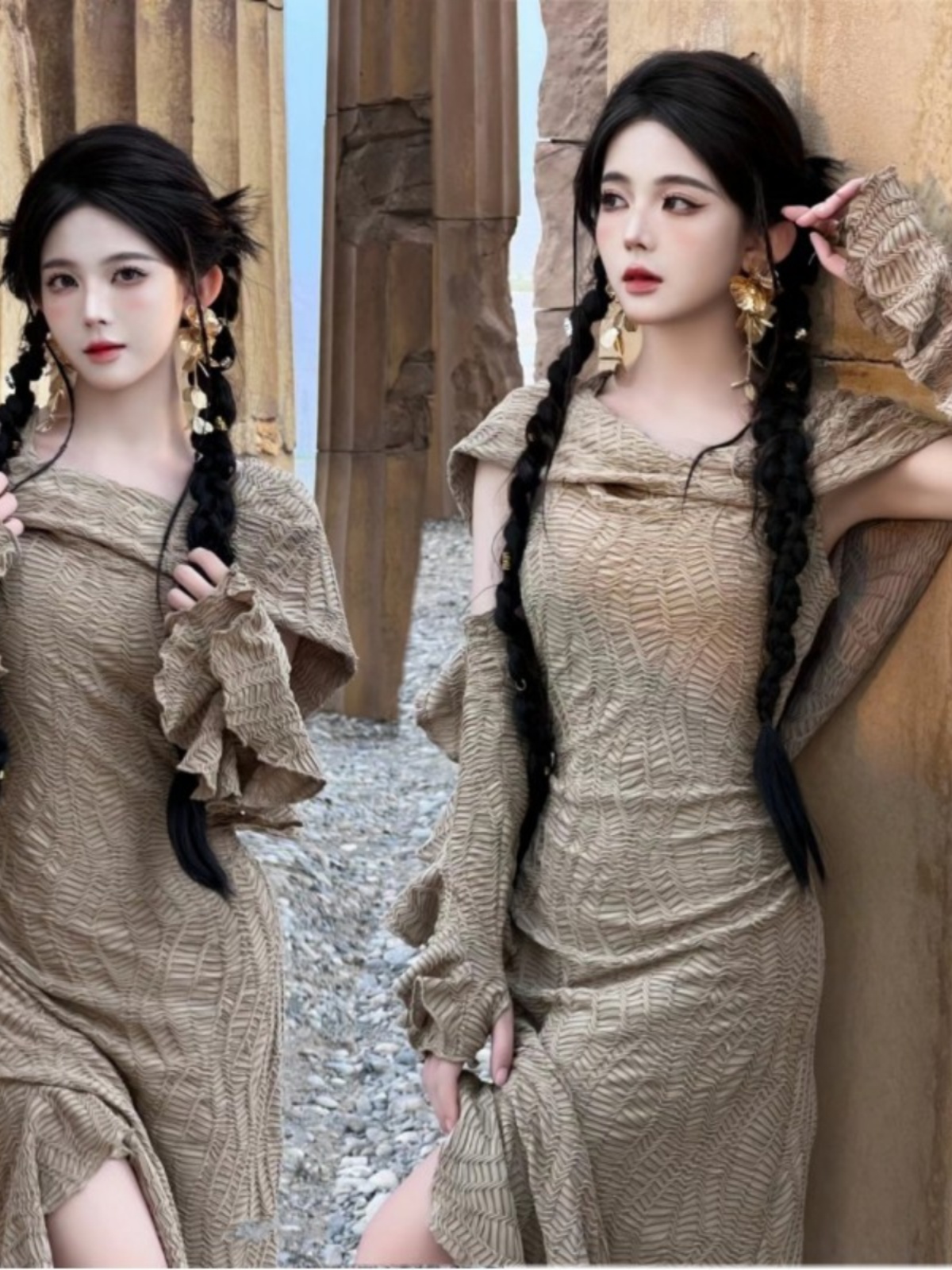 Desert  Themed Long Dress Wome - огляд і ціна Ethnic Clothing & Online Fashion Store Khaadi Us