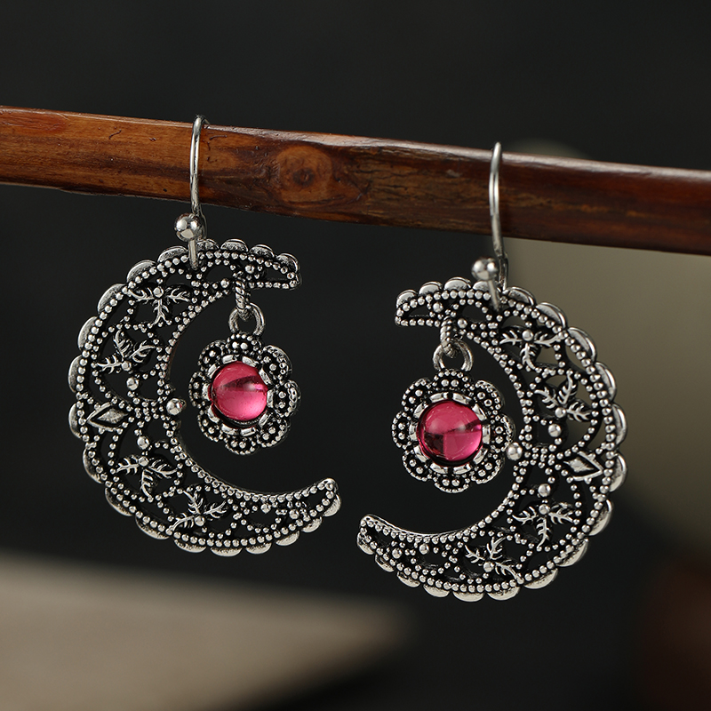 Vintage Inlaid Red Stone Moon  - огляд і ціна Ethnic Fashion Wear For Women